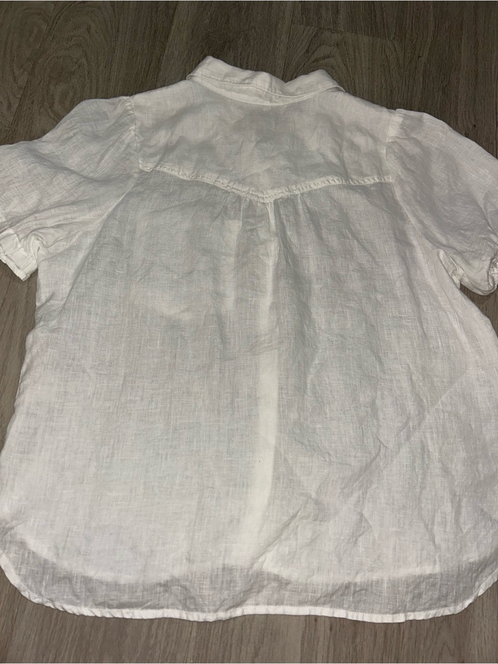 Anthropologie Pilcro Aly 100% Linen Puff-Sleeve Blouse white linen fabric Large - Picture 9 of 11